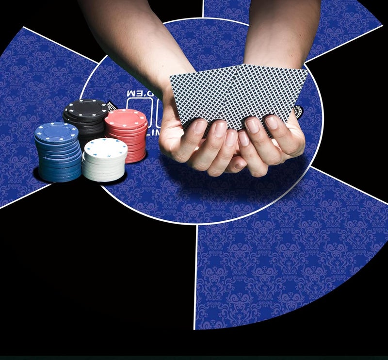 IKULE Texas Hold'em Poker Mat Water Repellent Portable Round Poker Table Top with Art Deco Layout Print Smooth Surface for Poker Games, Blackjack, Casin - Image 5